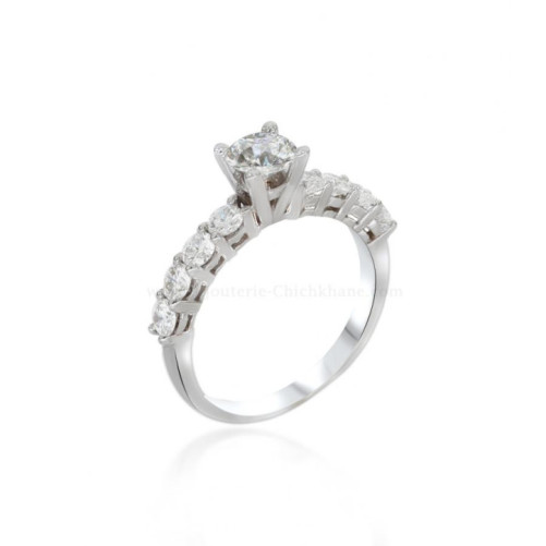 Solitaire femme en Or Blanc 18 Carats Ref 57324 | Chichkhane