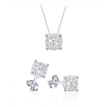 Ensemble femme en Or Blanc 18 Carats Ref MO2244B | Chichkhane