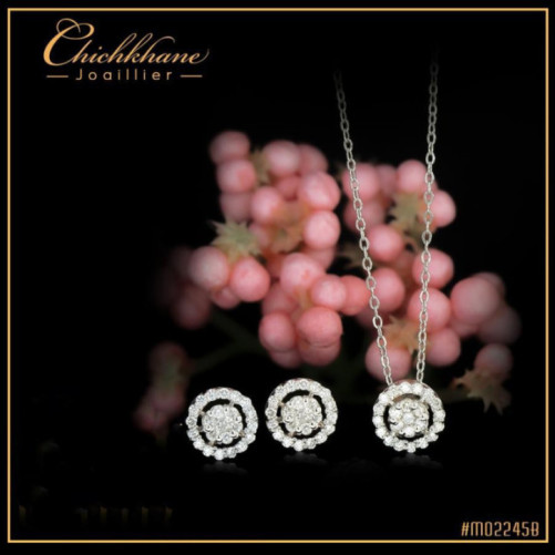 Ensemble femme en Or Blanc 18 Carats Ref MO2245B | Chichkhane