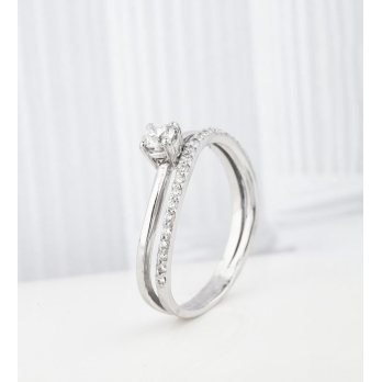 Solitaire femme en Or Blanc 18 Carats Ref 67600 | Chichkhane