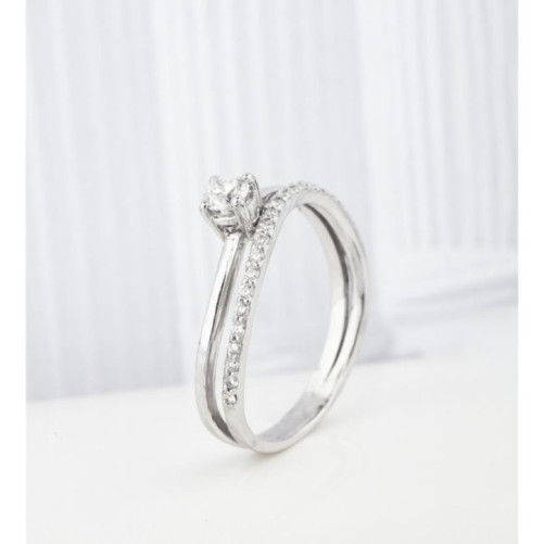 Solitaire femme en Or Blanc 18 Carats Ref 67600 | Chichkhane