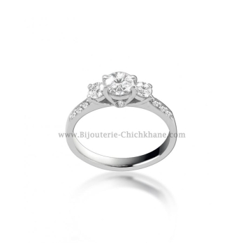 Solitaire femme en Or Blanc 18 Carats Ref 53499 | Chichkhane
