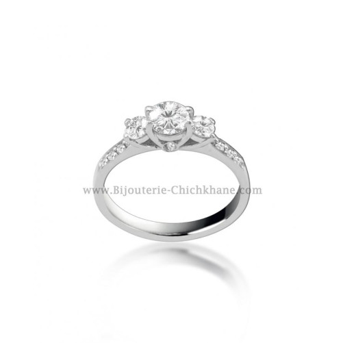 Solitaire femme en Or Blanc 18 Carats Ref 53499 | Chichkhane
