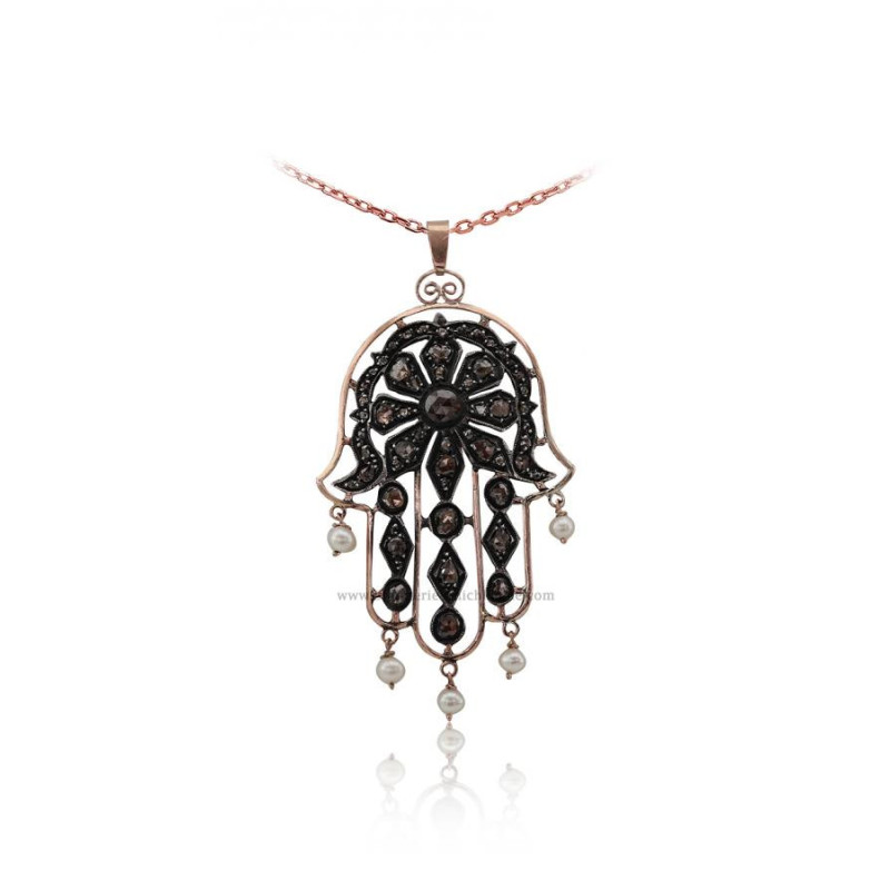 Pendentif Main De Fatma Diamants Rose ''Chichkhane'' 53222 Pendentif Main De Fatma Diamants Rose ''Chichkhane'' 53222