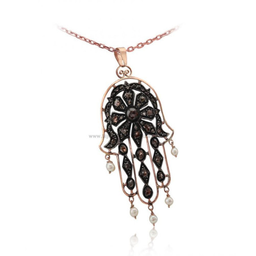 Pendentif Main De Fatma Diamants Rose ''Chichkhane'' 53222