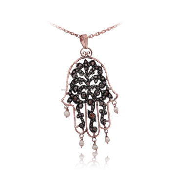 Pendentif Main De Fatma Diamants Rose ''Chichkhane'' 53021