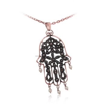 Pendentif Main De Fatma Diamants Rose ''Chichkhane'' 53018