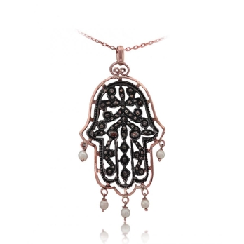 Pendentif Main De Fatma Diamants Rose ''Chichkhane'' 53005