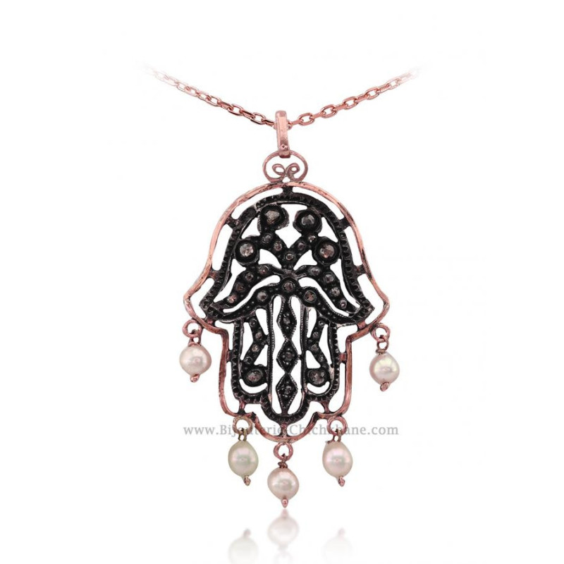 Pendentif Main De Fatma Diamants Rose ''Chichkhane'' 52974 Pendentif Main De Fatma Diamants Rose ''Chichkhane'' 52974