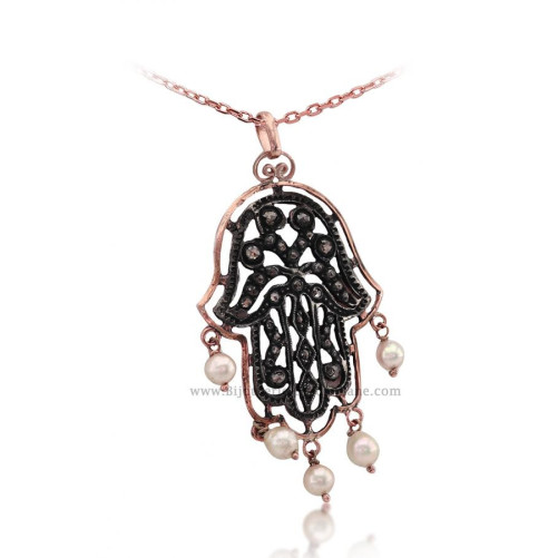 Pendentif Main De Fatma Diamants Rose ''Chichkhane'' 52974