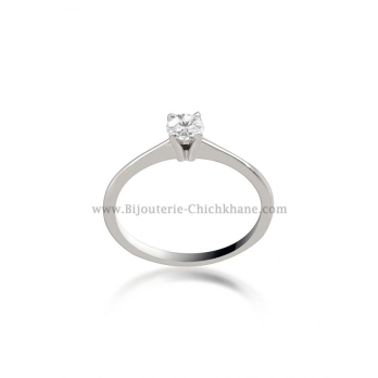 Solitaire femme en Or Blanc 18 Carats Ref 52243 | Chichkhane