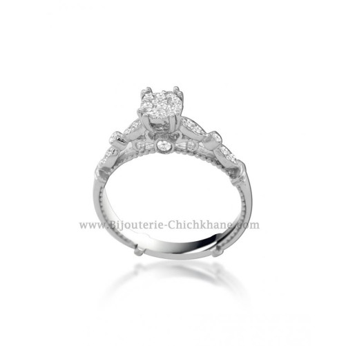Solitaire femme en Or Blanc 18 Carats Ref 52106 | Chichkhane