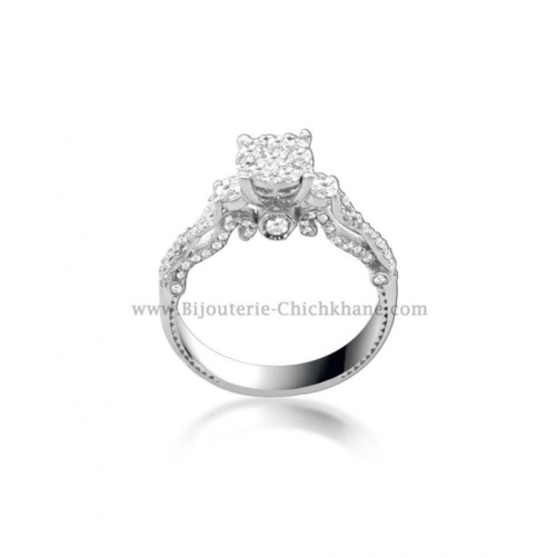 Solitaire femme en Or Blanc 18 Carats Ref 52104 | Chichkhane