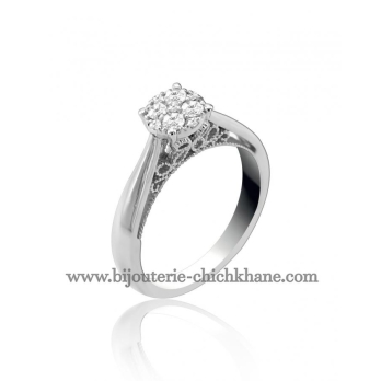 Solitaire femme en Or Blanc 18 Carats Ref 49877 | Chichkhane