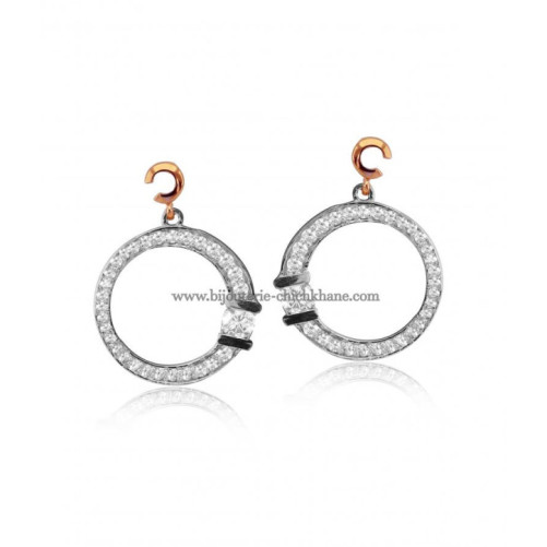 Boucles d'oreilles femme en Or Bicolore  18 Carats Ref 51052 | Chichkh