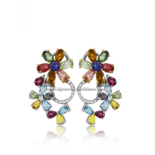 Boucles d'oreilles femme en Or Bicolore 18 Carats Ref 48472 | Chichkha