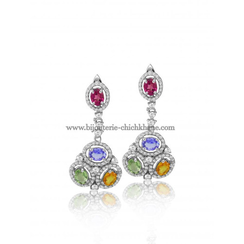 Boucles d'oreilles femme en Or Blanc 18 Carats Ref 48327 | Chichkhane