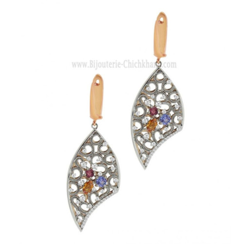 Boucles d'oreilles femme en Or Bicolore 18 Carats Ref 48098 | Chichkha