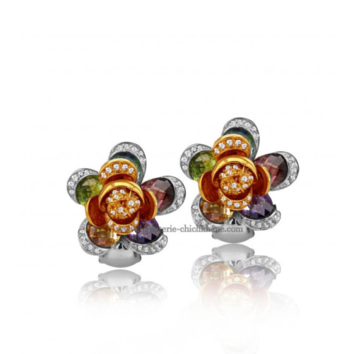 Boucles d'oreilles femme en Or Bicolore 18 Carats Ref 48096 | Chichkha