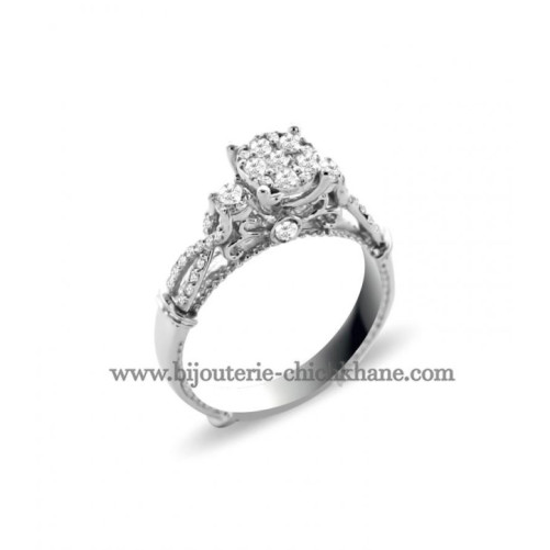 Solitaire femme en Or Blanc 18 Carats Ref 52102 | Chichkhane