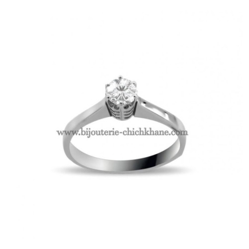 Solitaire femme en Or Blanc 18 Carats Ref 52092 | Chichkhane