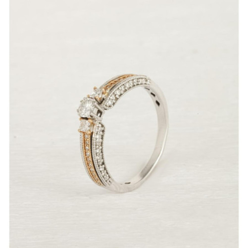 Solitaire femme en Or Bicolore  18 Carats Ref 45312 | Chichkhane