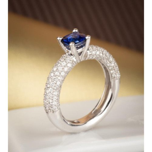 Solitaire femme en Or Blanc 18 Carats Ref 65414 | Chichkhane